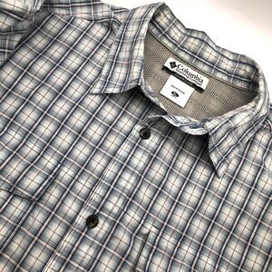 Columbia Omni-Shade Casual Short Sleeve Shirt Plaid Men's Size XL Outdoor Hiking